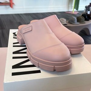 GANNI Mules in Pink Nectar Size 40